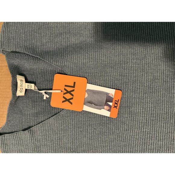 NWT El Moss XXL Dark Black Iris V-Neck Ribbed Knit Long Sleeve Sweater - Picture 3 of 5